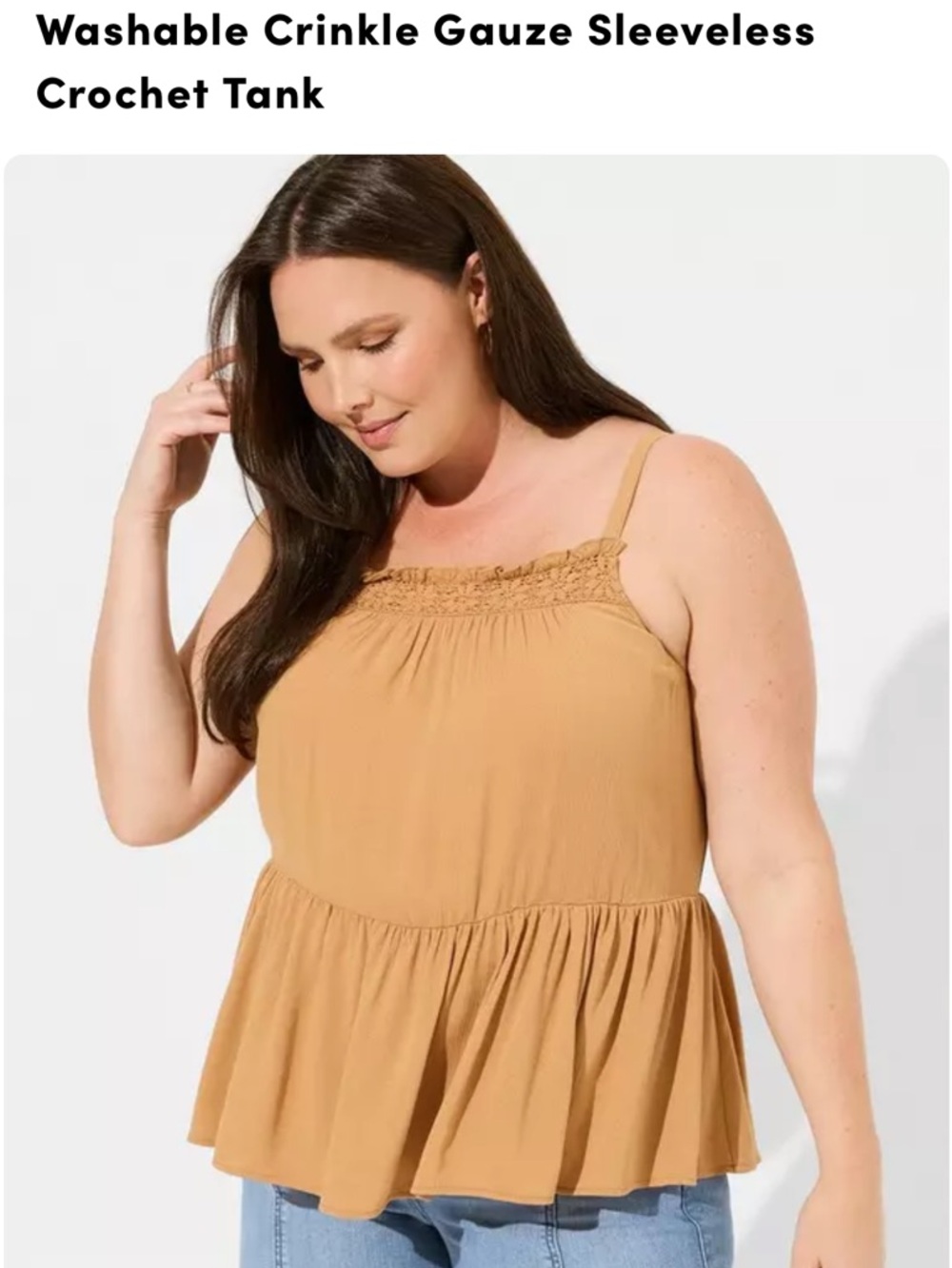 torrid camel crinkle gauze sleeveless tank